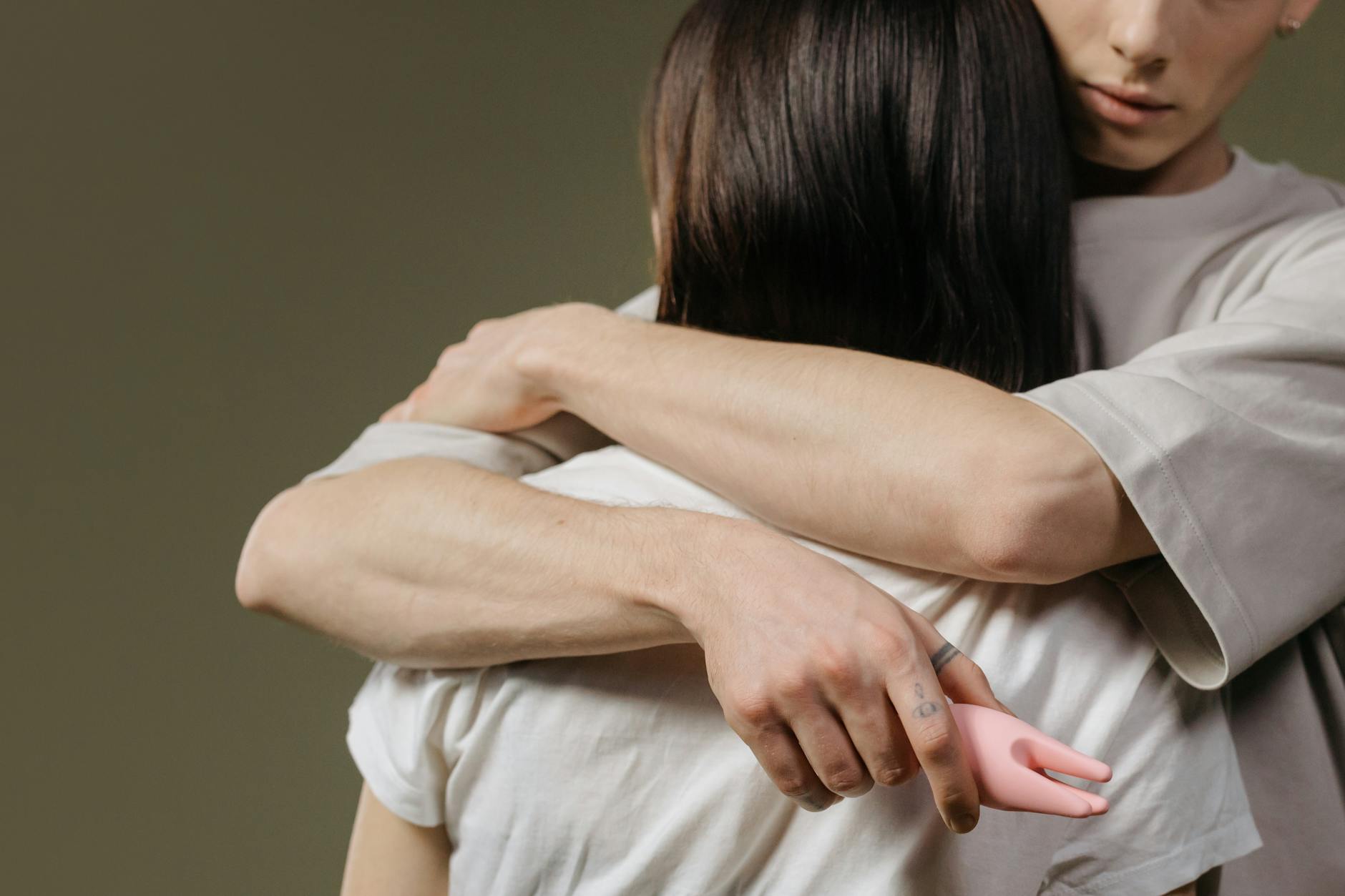 A couple embracing with intimacy and emotional connection.